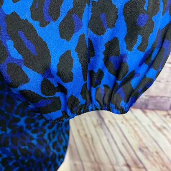 Saks Fifth Avenue Black Blue Animal Print Blouse - Picture 10 of 14